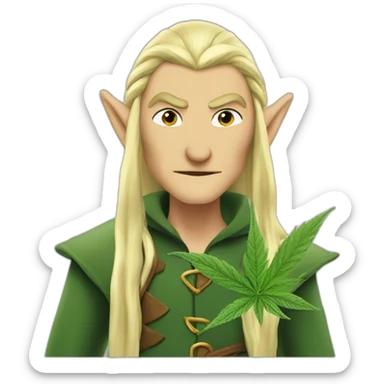 Legolas the elf smoking cannabis sticker