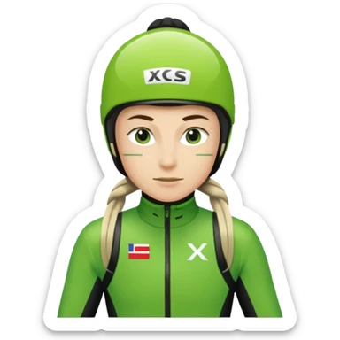 Xc ski racer in green and black clothing  sticker