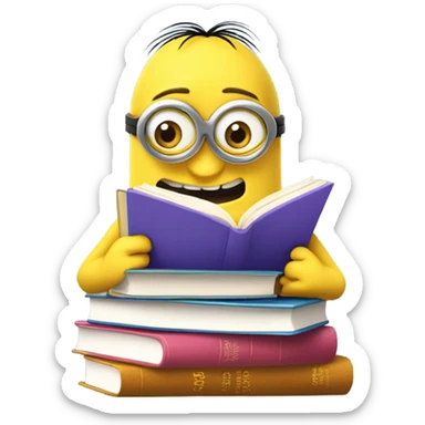 Minion with books sticker