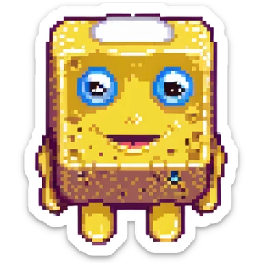 yellow sponge character with big eyes and a smile, inspired by SpongeBob sticker