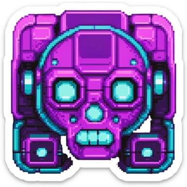futuristic cyberpunk pixel art icon, vivid neon colors purple magenta cyan, minimal expressive design, 32x32, centered, high contrast, transparent background, no text, suitable for dark background, channel name symbol sticker