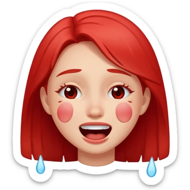 girl with really red face and laugh crying sticker