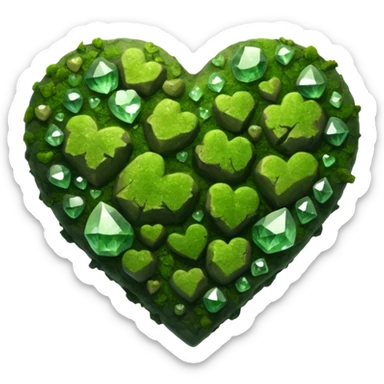 mossy heart shaped natural crystal rock sticker