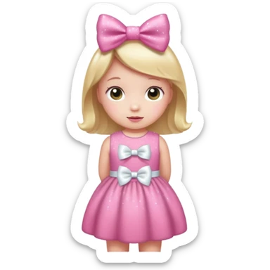 baby Pink also white bow with sparkles  sticker