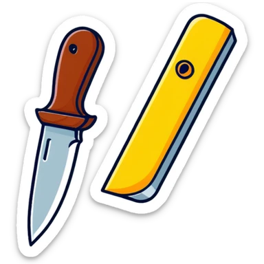 Roblox Murder Mystery logo with playful cartoon look, knife and question mark, sticker style sticker