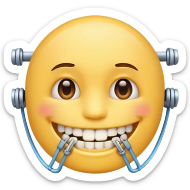 Emoji avec un appareil dentaire et des bagues sur les dents  sticker