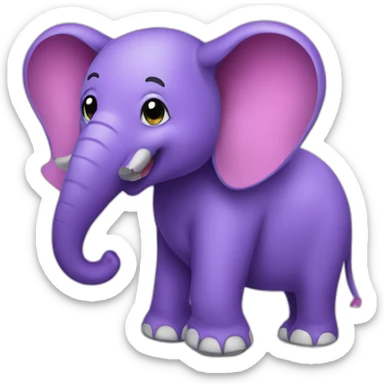 a purple elephant with a footbal sticker