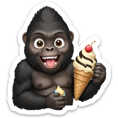 Gorilla eating ice cream sticker