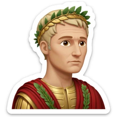 Julius Caesar as an emoji, side profile, laurel wreath, Roman attire sticker