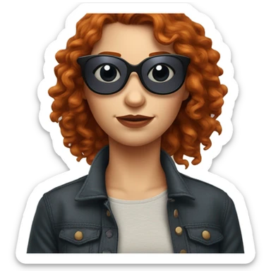 femme mûre rousse cheveux bouclés avec des lunettes  sticker