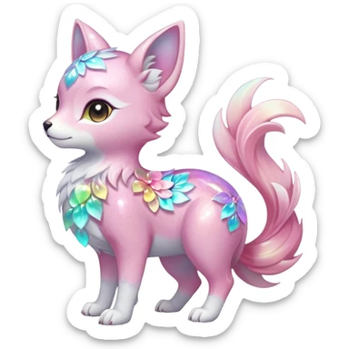 Multicolored sparkly marble Sakura shiny ethereal pastel iridescent light pale cute adorable pretty feminine elegant realistic floral exotic Falvie-Fionbri-fursona, full body sticker