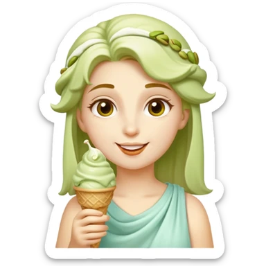 happy Athena eating pistachio ice cream sticker