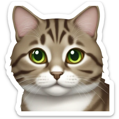 brown gray white tabby cat green eyes sticker