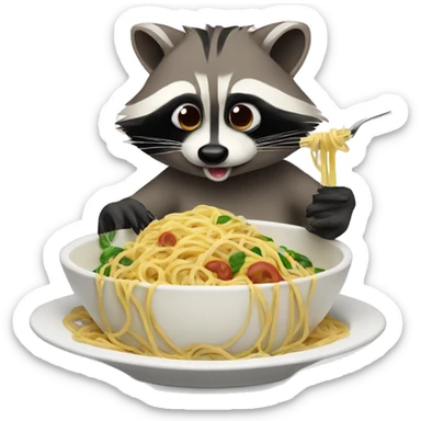 Raccoon eat spaggetti sticker
