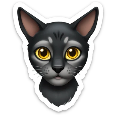 Pointed black ears like lynx sleek solid black furred cat full body yellow eyes  sticker