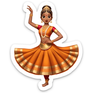cinematic-realistic-bharatanatyam-dance-emoji,-depicted-as-an-elegant-classical-indian-dance-performance-with-graceful-poses,-intricate-costumes,-and-expressive-hand-gestures,-rendered-with-rich-textures-and-warm-dramatic-lighting, single dancer sticker