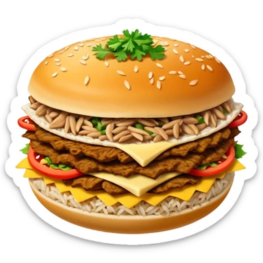 rice topped with döner sticker