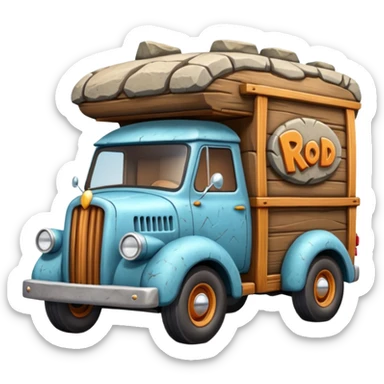 Ron’s Professional antique tall rocky Flintstones moving van hot rod  sticker