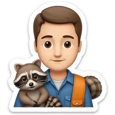 man with racoon sticker