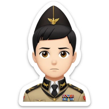 Levi Ackerman from Attack on Titan, with black undercut hair, serious expression, Scout Regiment uniform with cravat sticker