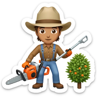 Cowboys with hedge trimmers and chainsaws sticker