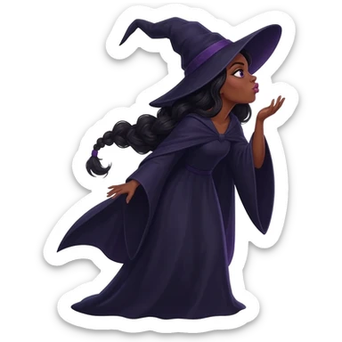 Bruja morena lanzando un beso sticker