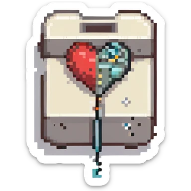 heart with a sewing needle through it sticker