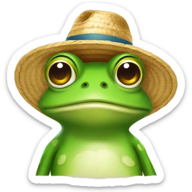 frog with straw hat sticker