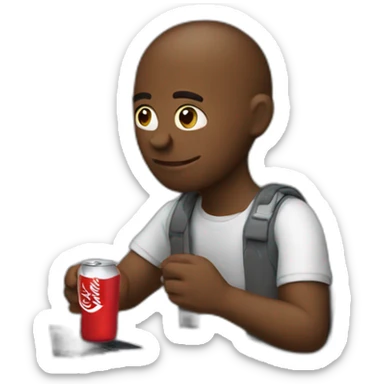 guy working on his macbook drinking a coke sticker