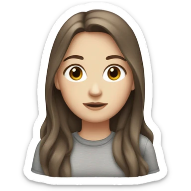 White girl with gray eyes and brown hair  sticker