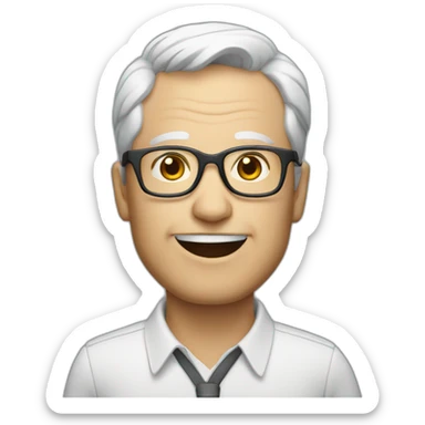 White Men AI assistant with glasses 60 years old sticker