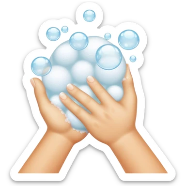 Closeup hands foaming soap bubbles sticker