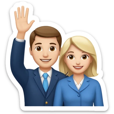 married couple waving sticker