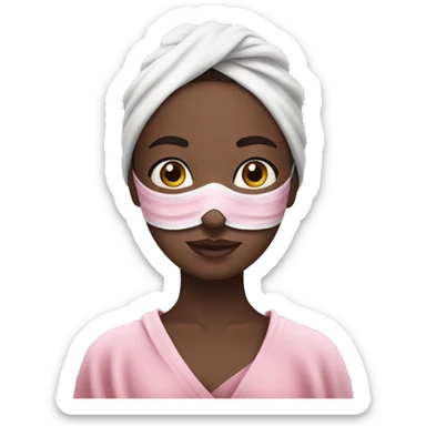 Pale girl with pink face mask in a pink towel with dark brown hair  sticker