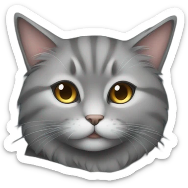 A fluffy gray cat curled up in the center of the bed The cat's eyes are closed and it is sleeping peacefully The cat's fur is soft and luxurious sticker