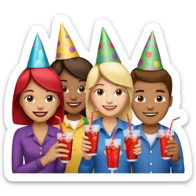 A group of hungry people having soda. sticker