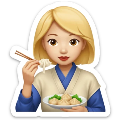 dumpling eat ginger woman sticker