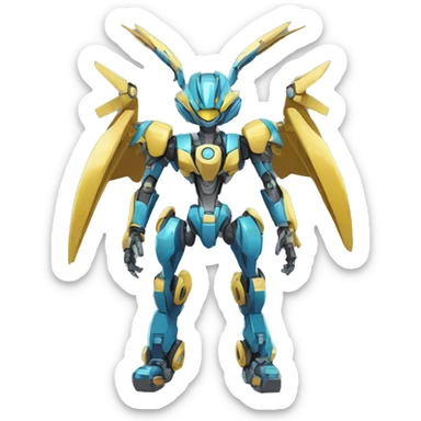 a futuristic mechanical Pokémon-Medabot-Dragon full body sticker