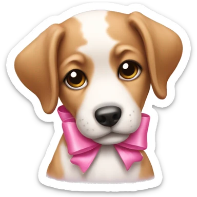 Puppy with a pink bow sticker