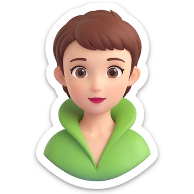 girl character with a pixie cut and a mischievous expression, emoji style sticker