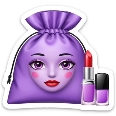 cosmetics (lipstick, perfume, mascara,..) in a lavender blink bag and no face  sticker