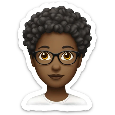 Black girl with curly hair and glasses sticker