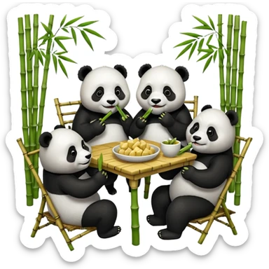 famille panda à table sticker