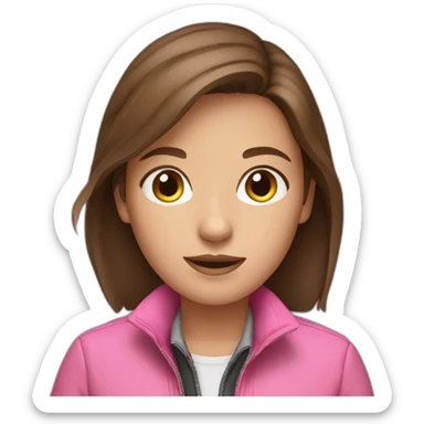 Brown hair girl in pink jacket working on ipad sticker
