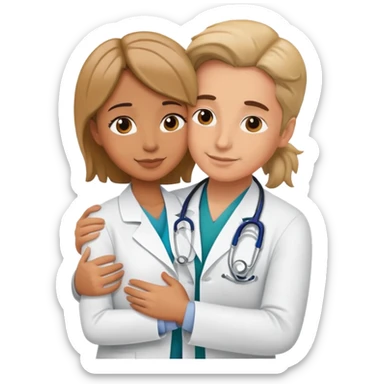 Una doctora abrazando a su paciente  sticker