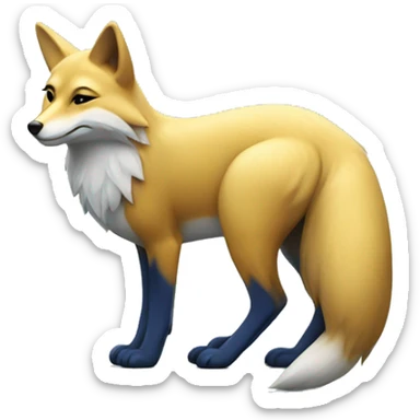 A blue fox with golden sending a kiss sticker
