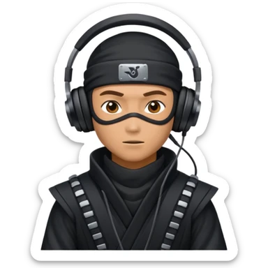 Make a customized emoji that has dj headphones on and a ninja outfit sticker