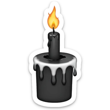 Minimalist emoji-style sticker of a candle with a broken or melted top and rising black smoke. No flame. Matte style. sticker