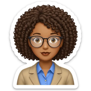Black female teacher with curly hair sticker