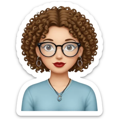 curly glasses earring tattooed girl sticker